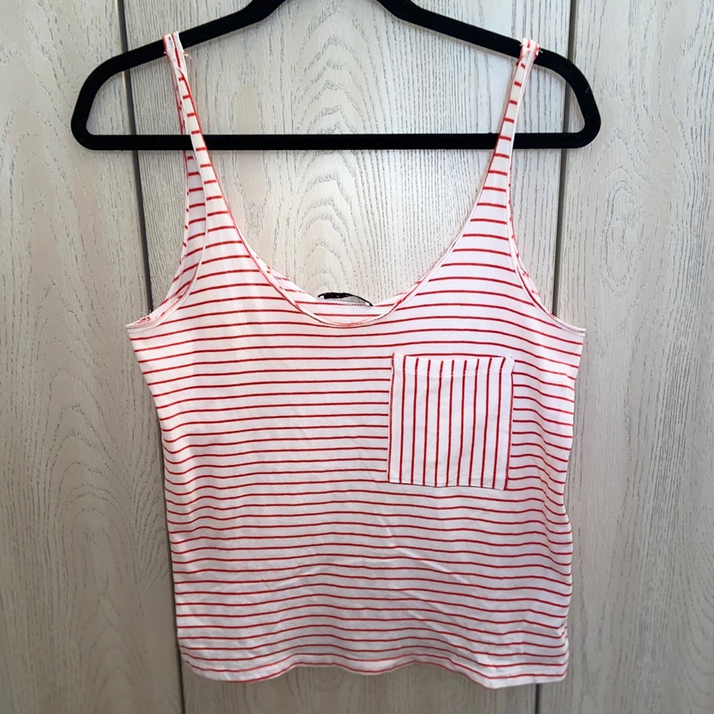 Zara Trafaluc small striped red/white tank top